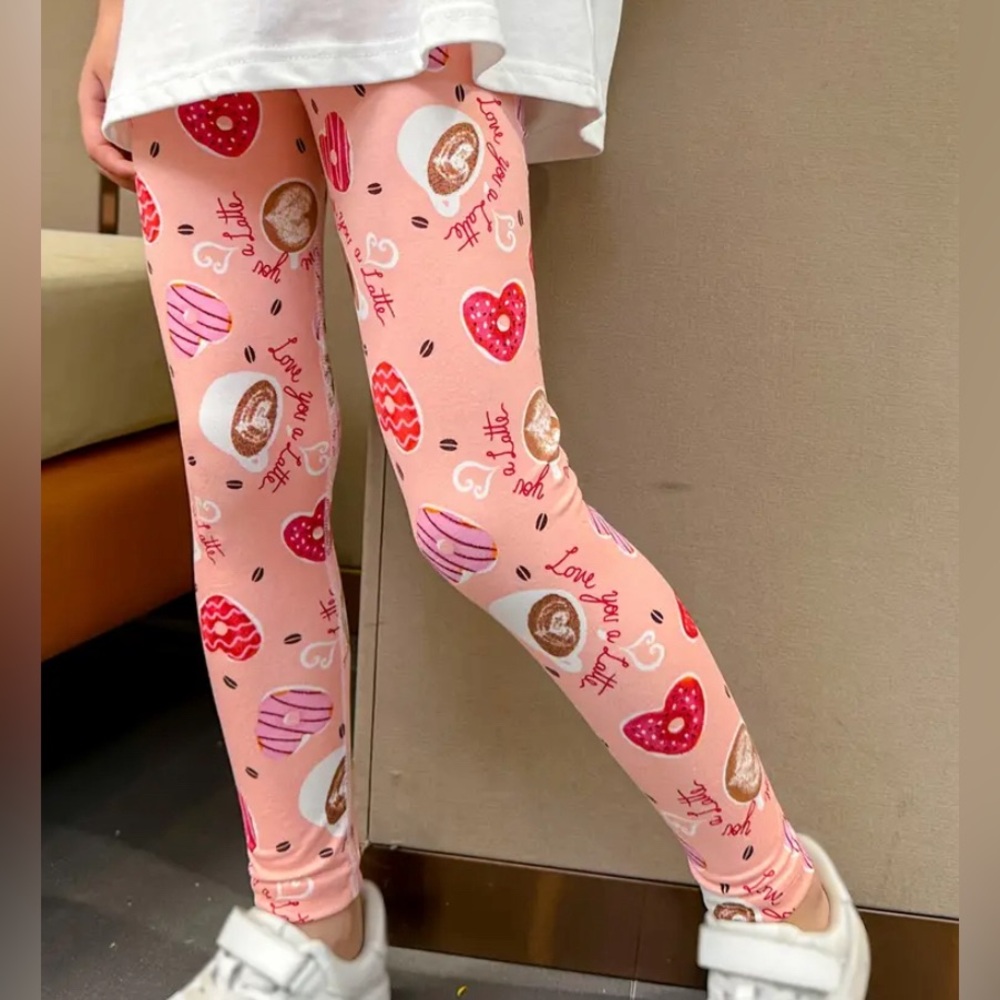Kids Pink Heart Print Leggings 612